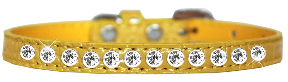 One Row Clear Jewel Croc Dog Collar Yellow Size 10