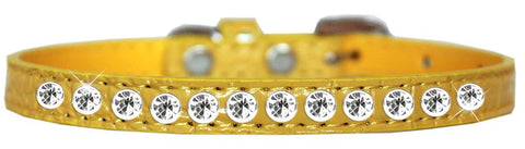 One Row Clear Jewel Croc Dog Collar Yellow Size 10