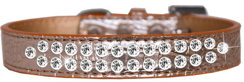 Two Row Clear Jewel Croc Dog Collar Copper Size 14