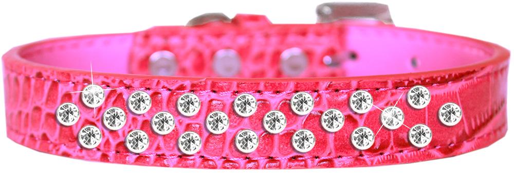 Sprinkles Clear Jewel Croc Dog Collar Bright Pink Size 12