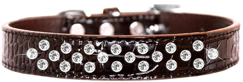 Sprinkles Clear Jewel Croc Dog Collar Chocolate Size 14