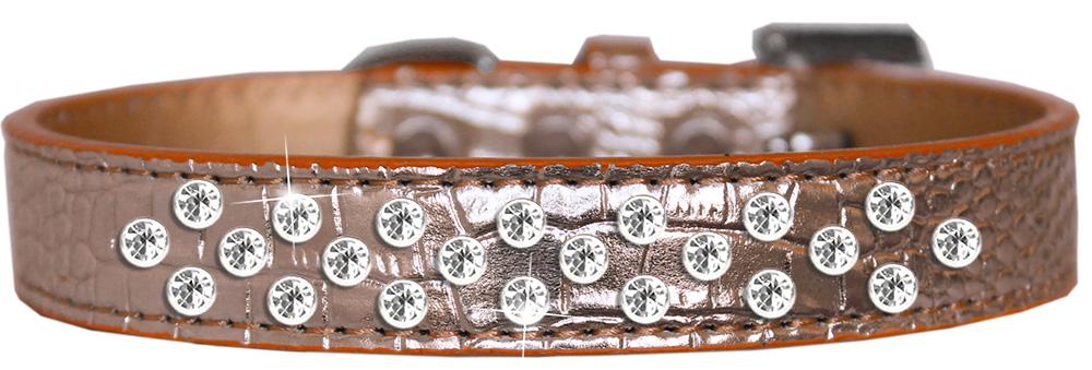 Sprinkles Clear Jewel Croc Dog Collar Copper Size 14