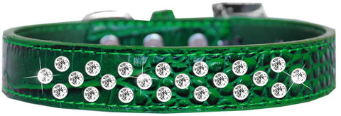 Sprinkles Clear Jewel Croc Dog Collar Emerald Green Size 12