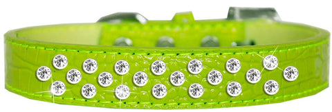 Sprinkles Clear Jewel Croc Dog Collar Lime Green Size 12