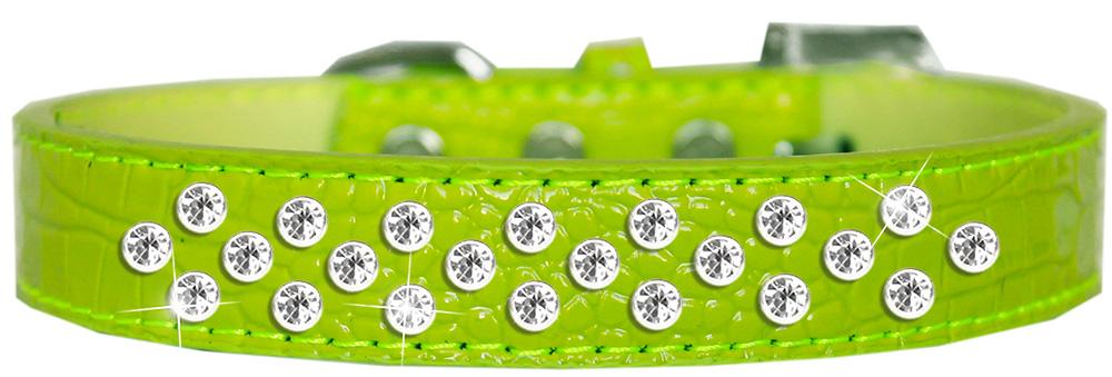 Sprinkles Clear Jewel Croc Dog Collar Lime Green Size 18