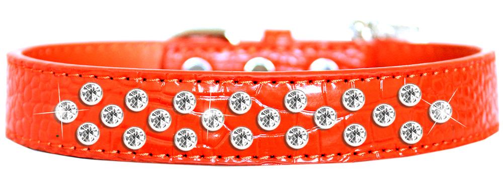 Sprinkles Clear Jewel Croc Dog Collar Orange Size 12