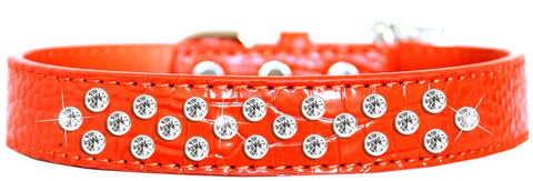 Sprinkles Clear Jewel Croc Dog Collar Orange Size 12