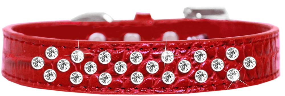 Sprinkles Clear Jewel Croc Dog Collar Red Size 16