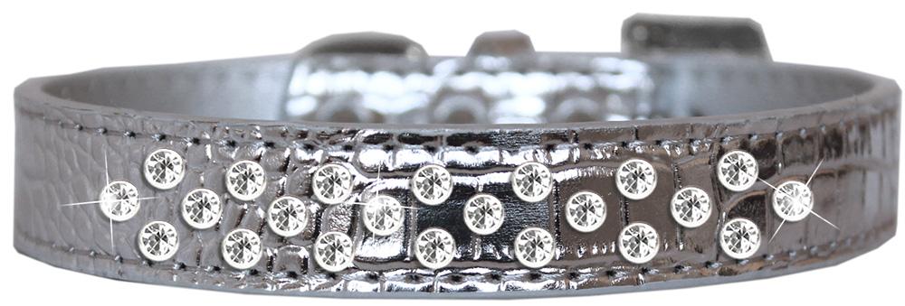 Sprinkles Clear Jewel Croc Dog Collar Silver Size 12