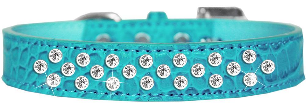 Sprinkles Clear Jewel Croc Dog Collar Turquoise Size 12