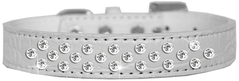 Sprinkles Clear Jewel Croc Dog Collar White Size 12