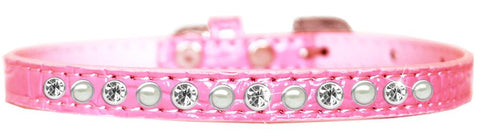 Pearl And Clear Jewel Croc Dog Collar Light Pink Size 10