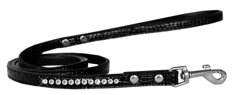 Clear Jewel Croc Leash Black 1-2'' Wide X 4' Long