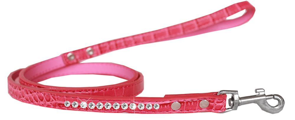 Clear Jewel Croc Leash Bright Pink 1-2'' Wide X 4' Long