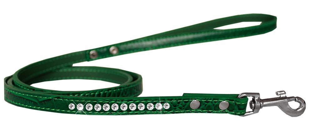 Clear Jewel Croc Leash Emerald Green 1-2'' Wide X 4' Long