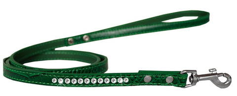 Clear Jewel Croc Leash Emerald Green 1-2'' Wide X 4' Long