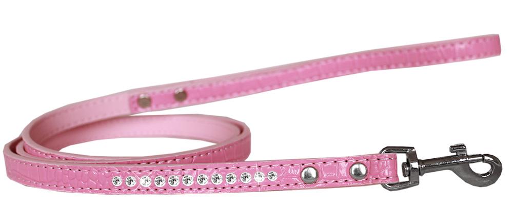 Clear Jewel Croc Leash Light Pink 1-2'' Wide X 4' Long