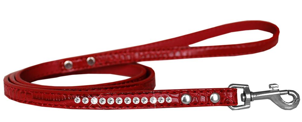 Clear Jewel Croc Leash Red 1-2'' Wide X 4' Long