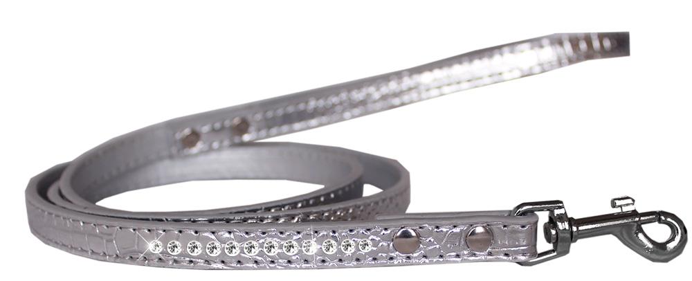 Clear Jewel Croc Leash Silver 1-2'' Wide X 4' Long