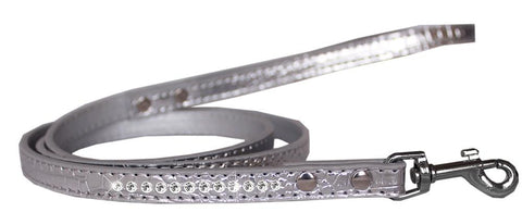 Clear Jewel Croc Leash Silver 1-2'' Wide X 6' Long