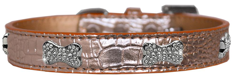 Croc Crystal Bone Dog Collar Copper Size 10