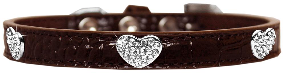 Croc Crystal Heart Dog Collar Chocolate Size 20