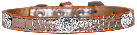 Croc Crystal Heart Dog Collar Copper Size 10