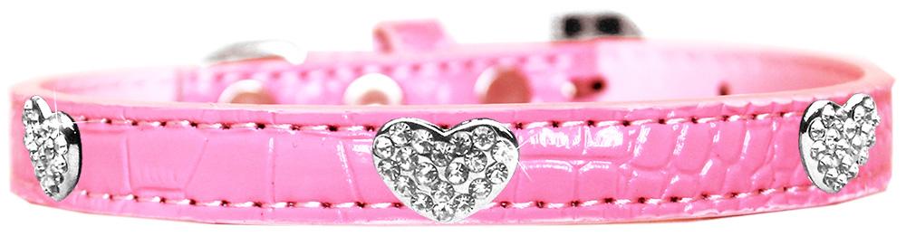 Croc Crystal Heart Dog Collar Light Pink Size 10