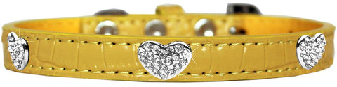 Croc Crystal Heart Dog Collar Yellow Size 10