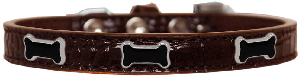 Black Bone Widget Croc Dog Collar Chocolate Size 16