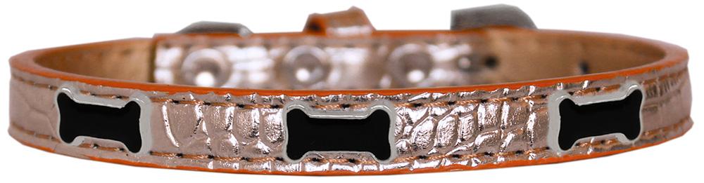 Black Bone Widget Croc Dog Collar Copper Size 10