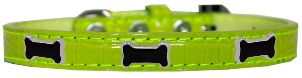 Black Bone Widget Croc Dog Collar Lime Green Size 16