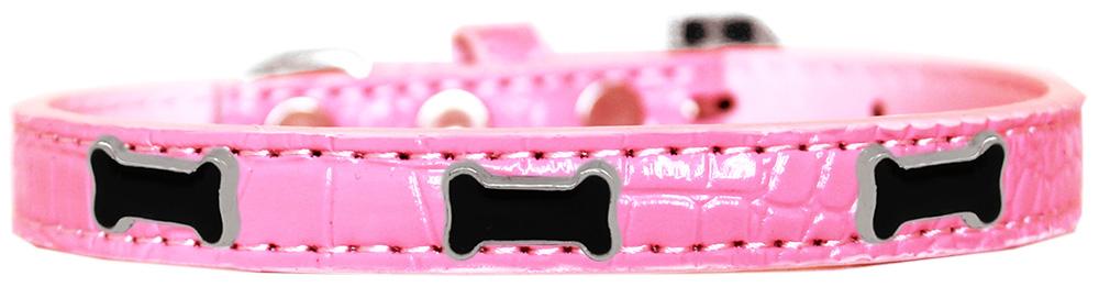 Black Bone Widget Croc Dog Collar Light Pink Size 10