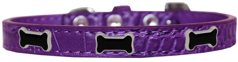 Black Bone Widget Croc Dog Collar Purple Size 12