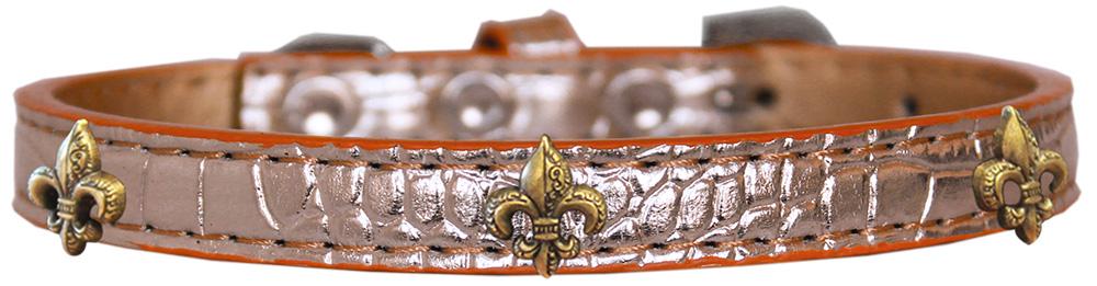 Bronze Fleur De Lis Widget Croc Dog Collar Copper Size 10