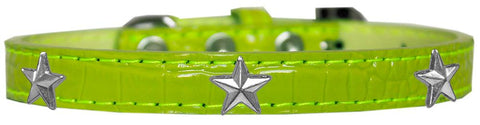 Silver Star Widget Croc Dog Collar Lime Green Size 10