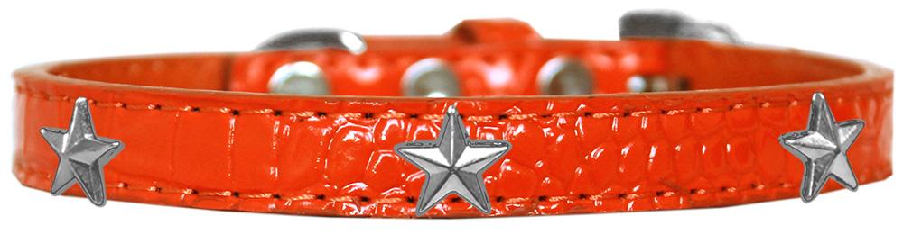 Silver Star Widget Croc Dog Collar Orange Size 16