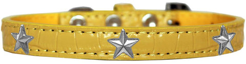 Silver Star Widget Croc Dog Collar Yellow Size 16