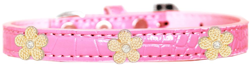 Gold Flower Widget Croc Dog Collar Light Pink Size 10