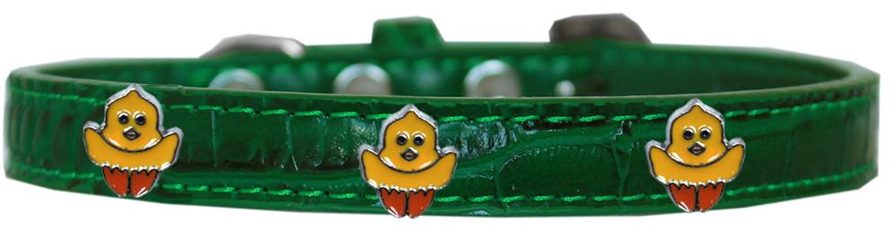 Chickadee Widget Croc Dog Collar Emerald Green Size 16