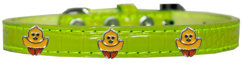 Chickadee Widget Croc Dog Collar Lime Green Size 12