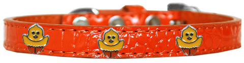 Chickadee Widget Croc Dog Collar Orange Size 14