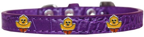 Chickadee Widget Croc Dog Collar Purple Size 10