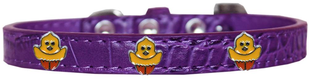 Chickadee Widget Croc Dog Collar Purple Size 12