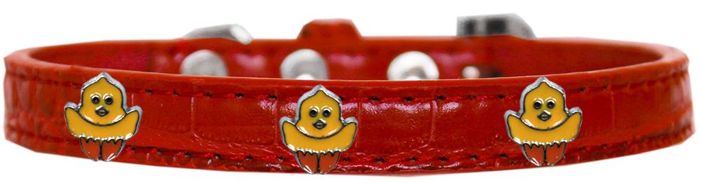 Chickadee Widget Croc Dog Collar Red Size 14