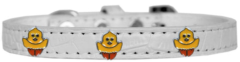 Chickadee Widget Croc Dog Collar White Size 10