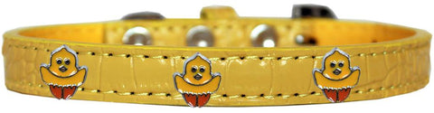 Chickadee Widget Croc Dog Collar Yellow Size 12