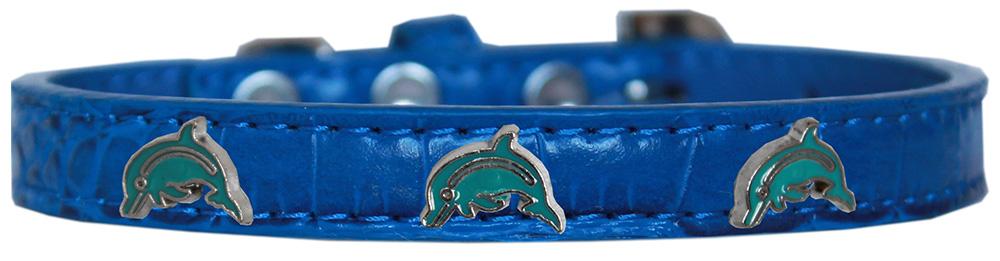 Dolphin Widget Croc Dog Collar Blue Size 10