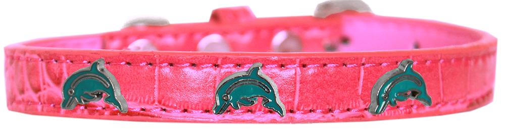 Dolphin Widget Croc Dog Collar Bright Pink Size 14