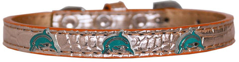 Dolphin Widget Croc Dog Collar Copper Size 10